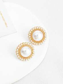 1 Pair Luxurious High-End Elegant Mosquito Coil Pearl Stud Earrings, Versatile & Chic Earrings - Multicolor - View 8