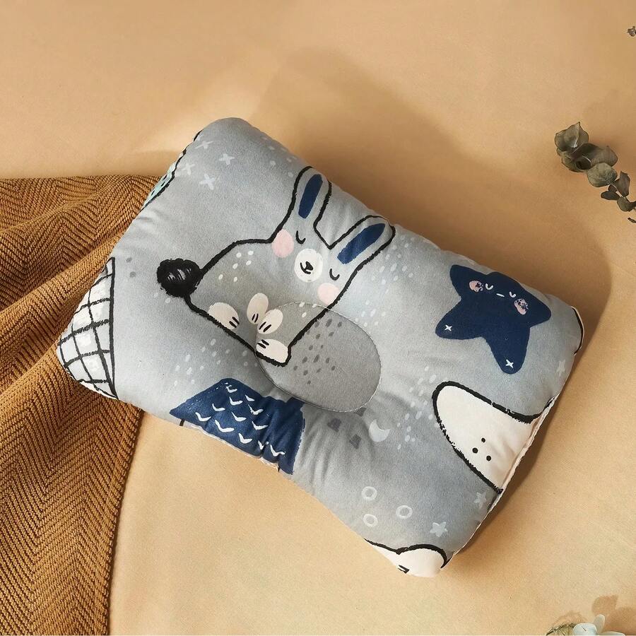 Almohadas para la cabeza de bebés INSULAR Diseño de bebé Almohada de cojín de algodón transpirable - Espíritu Gris (S) - Ver 1