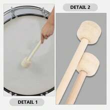 木槌鼓棒 鼓槌 羊毛毡头小军鼓槌 带木柄鼓槌 乐队演出用 - 彩色 - 查看 9