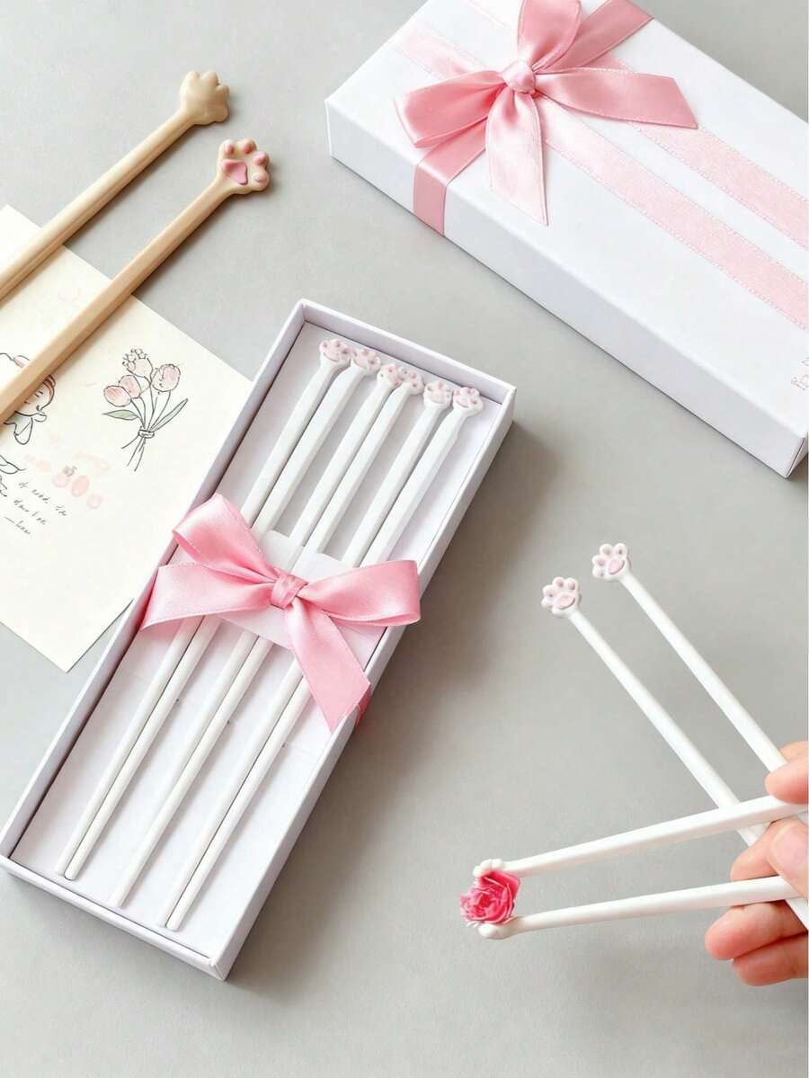 1/3/5 Pairs Independent Cat Paw Chopsticks, Creative Home Kitchen Cat Paw Chopsticks, Multi-Style Chopstick Holders - Multicolor - View 1