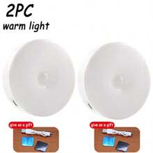 2pcs/1pc Motion Sensor Night Light, Rechargeable Sensor Lamp With Warm White And Cool White Light Options, Suitable For Living Room, Study, Bedroom And Home Decor - Human Body Sensor Night Light - View 16