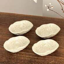 Japanese Retro Ceramic Small Dipping Sauce Dish, Asymmetrical Shaped Soy Sauce Vinegar Wasabi Condiment Plate For Home Use - Multicolor - View 8