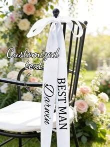1pc 5cm Wide X 165cm Long Custom Wedding Chair Sash, High-Quality Custom Satin Chair Seat Card, Groomsman & Bridesmaid Reserved Seat Card, Wedding Chair Back Decor Nameplate, Custom Chair Sash - Multicolor - View 12