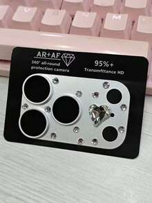 1pc Heart-Shaped Rhinestone Lens Film Compatible With IPhone 17 Pro/17 Pro Max, Colorful Rhinestone Covered Rear Camera Lens Protector, High Definition & Versatile Applicable To Daily Shield, Office, Home Daily Shield Office Home Phone Camera Cover Sparkling Crystal Waterproof Shockproof Anti-Fall Scratch Resistant - View 4