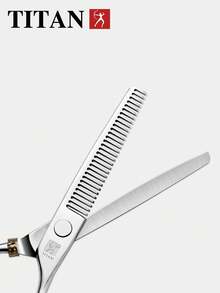 TITAN HIRLD TITAN 专业理发剪刀 6 英寸打薄剪，日本 440C 钢材，包含梳子、调节板和 2 个指环 - 銀色 - 查看 5