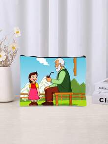 1pc High-Quality Heidi Pattern Printed Dual-Use Makeup Bag & Pencil Case, Retro Girl Design, Durable Polyester Zipper, Essential For Students, Great Gift For Women, Girls, Teens, Christmas, Travel & Daily Use - Multicolor - View 4