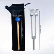 一套 128Hz/136.1Hz/256Hz 合金脉轮音叉，带共鸣箱和木槌 - 声疗、瑜伽、冥想和放松工具 - 未充电，银灰色 - 銀色 - 查看 8