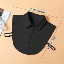1pcs Ladies Removable Striped Shirt Collar, Pointed Fake Collar With Modest Decoration, Casual Polyester Knitted Accessories, Suitable For Spring, Autumn And Winter - White - View 5