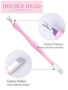 30/18/6/1pc The New Double-Headed Dead Skin Scraper Pressing Rod, Silicone Push Head, And Stainless Steel Dead Skin Scraper Shovel Are All-In-One Nail Care Tools. They Are Easy To Operate And Convenient To Carry When Going Out. - Multicolor - View 4