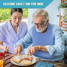 Adult Bib, Elderly Food Bib, Food Bib -Washable, Reusable Dining Protectors For Men & Women, Bibs For Seniors, Ideal For Eating & Feeding,M&L Size Available(Random Color) - Multicolor - View 8