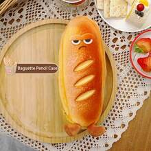 1pc Plush Bread Shaped Cartoon Pencil Case, Cute Soft Toast Style Emotional Stationery Bag, Interesting Creative Zipper Durable Pencil Pouch Office Supplies Kids Pencil Bag, Large Capacity Student Unique Stationery Box Pencil Case Baguette Pencil Bag School Supplies - Multicolor - View 13