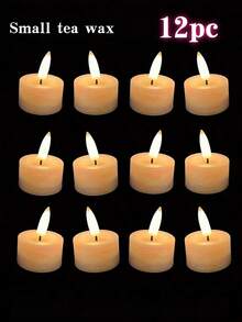 12支装无焰LED茶蜡，闪烁烛光套装，适用于万圣节、圣诞节、生日派对、婚礼及其他节日 - 白色 - 查看 2