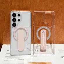 High Definition Transparent PC Card Holder Phone Case Compatible With IPhone 17 Pro Max/17 Pro/17/16/15/13/14..SX S25 Ultra/S25+/25/S24 Ultra/S24+/S24... - Pink - View 1