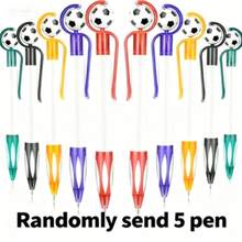Football Shaped Retractable Ballpoint Pen, Smooth Writing For Office, Daily Use, Advertising Giveaway, Stationery Gift For Football Fans, Assorted Styles And Colors - Multicolor - View 16