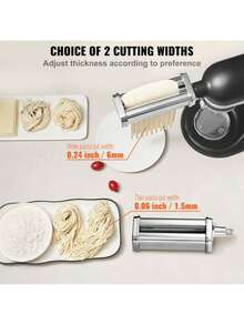 Pasta Attachment For KitchenAid Stand Mixer, Stainless Steel Pasta Roller Cutter Set Including Pasta Sheet Roller, Spaghetti And Fettuccine Cutter, 8 Adjustable Thickness Knob Pasta Maker, 3Pcs - Silver - View 4