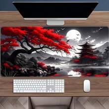 1 Tấm lót bàn phím chơi game cỡ lớn, thảm lót bàn phím laptop, thảm trải bàn - Họa tiết Ukiyo-E, Thảm lót chuột chơi game hình trăng đỏ và hoa anh đào Nhật Bản | Được làm từ sợi polyester, với thiết kế hoạt hình lá phong đỏ rực rỡ mô tả một phong cảnh yên bình với chùa Nhật Bản và trăng tròn. Đồ dùng văn phòng, đồ dùng văn phòng, trang trí văn phòng. - Nhiều màu - Xem 23