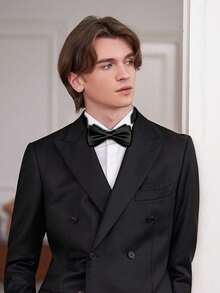 1pc Bow Tie, Men's Formal Bow Tie, Groom Wedding Bow Tie, Casual Men Necktie - Black - View 1