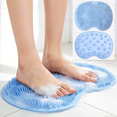 Shower Foot Scrubber Mat Back Washer Back Exfoliating Bath Wash Pad Wall Mounted Slip Suction Cups Foot Scrubber For Use In Shower Cups Foot Cleaner For Men And Women