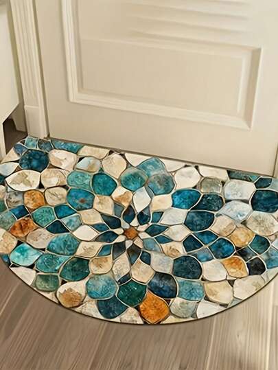 1件复古优雅半圆形印花地毯，可作房间装饰地毯、家居装饰地毯、沙发垫、卧室装饰地毯、小型地毯、现代创意时尚地毯、客厅地毯、客厅小型地毯、卧室地毯、户外地毯、可水洗地毯、男孩女孩礼物、感恩节地毯，柔软且可机洗，适用于客厅、办公室、咖啡厅和阳台装饰