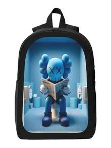 Kawss Kawaii Kaw  Anime Cartoon Men&AposLarge Capacity Backpack With Adjustable Shoulder Straps For Convenient Design, Waterproof And Scratch Resistant, Travel, And Commuting Backpacks - 黑色 - 查看 2
