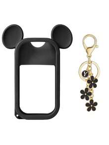 2个/1个/套 30毫升洗手液喷雾瓶保护套，26个花卉字母珍珠包包挂饰喷雾瓶标记，以及硅胶米老鼠耳朵造型喷雾瓶防摔防撞保护套，珍珠手链设计，方便旅行携带，可轻松挂在包包、钥匙或儿童背包上，耐磨、防水、可水洗、可重复使用。 - 黑色 - 查看 11