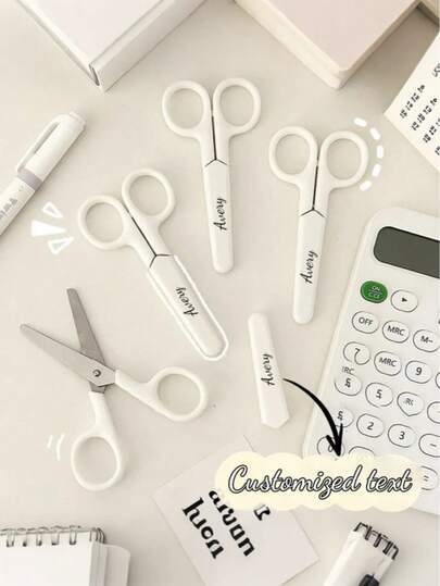 Customized Portable Scrapbooking Scissors, White Craft Small Scissors, Office Handcraft Mini Shears With Protective Cover, Suitable For Office Cutting