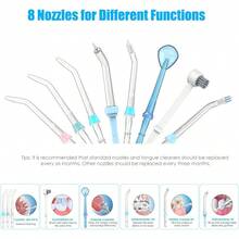 irrigador bucal con hilo dental de agua, gran capacidad de 600 ml, 10 niveles ajustables, 8 boquillas, ideal para dientes y aparatos ortopédicos, para hogar - como en la foto - Ver 3