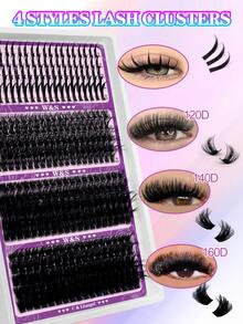 20对D/DD卷翘尖刺睫毛簇 + 60D/80D/100D/120D/140D/160D卡通风格睫毛簇，0.07mm动漫风格睫毛延长，尖刺仙女睫毛簇，尖刺单根睫毛，适合新手，可重复使用，适用于派对、婚礼、约会、万圣节和日常佩戴