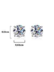2pcs Luxury 925 Sterling Silver 0.5-1 Carat Moissanite Stud Earrings, Suitable For Women's Daily Wear, Commute, Party, Vacation, Birthday, New Year, Valentine's Day, Mother's Day, Wedding Anniversary, Engagement, Christmas Jewelry Gift - EH0147M - View 3