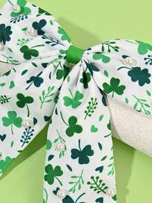 1pc St. Patrick's Day Green Hair Bows Girls,Fabric Clover Leaf Decor Bow Hair Clips For Girls,Fashion Alligator Clips St. Patrick's Day Hair Accessories For Girls St. Patrick's Day Gifts - Green - View 6