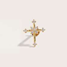 1pc Fashionable Minimalist Diamond Cross Stainless Steel Stud Earrings, Suitable For Women's Daily Wear - Cross - View 7