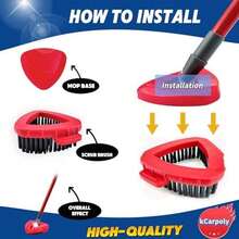 Spin Scrub Brush, 2 Pack Mop Head Replacements Compatible For O Ceda RinseClean 2 Tank System, Hard Bristle Cleaning Brush For Tile, Shower Cleaner Scrubber Brush, With Mop Base - / - Xem 4