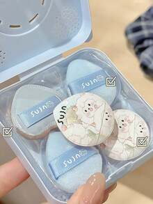 Sujn Little Lamb Meow Meow Thumb Powder Puff Set Soft And Skin-Friendly Concealer Brightening Flocked Cushion Powder Puff 5Pcs - Multicolor - View 6