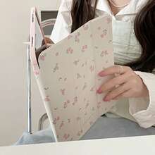 Ốp bảo vệ dạng gương gập ba mặt kiểu Hàn Quốc họa tiết hoa "Yêu thương" tương thích với iPad 10, iPad 11 mới 2025 có khe cắm bút cảm ứng, xoay 360°, vỏ bảo vệ acrylic dễ thương cho iPad Air 7/5/6, iPad thế hệ thứ 9 10.2". - Hồng - Xem 6