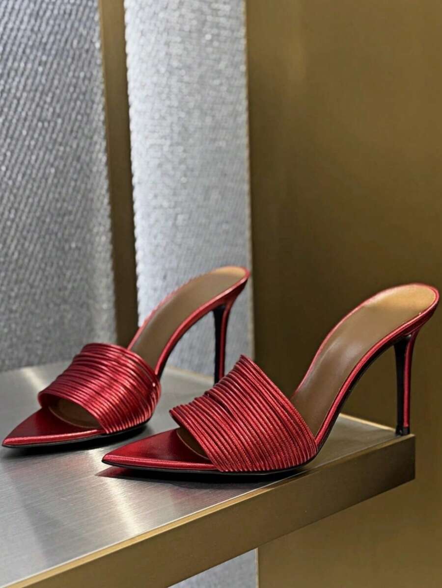 Women's New Open Toe Sandals, Strap Buckle Leopard Print High Heels, Sexy 10CM Super High Heel Sandals, Spring/Summer - Red - View 1