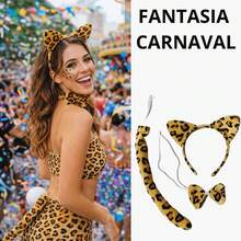 Animal Print Tiara Kit (3 Pieces) For Carnival Costumes - Leopard Print - 彩色 - 查看 1