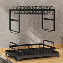 [Rustproof Dish Rack] 2-Tier Rustproof Stainless Steel Dish Rack - Space-Saving Kitchen Organizer With Drainboard & Utensil Holder For Dishes And Cutlery - Multicolor - View 7