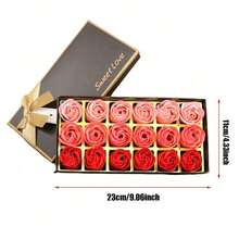 18块玫瑰花香皂礼盒浪漫香氛沐浴皂花仿真花婚礼情人节礼物创意手工礼品 - 彩色 - 查看 5