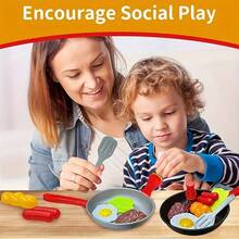 Tecforood 8件套儿童早餐烹饪玩具套装，含平底锅和仿真食物 | 创意迷你厨房角色扮演食物套装，包含鸡蛋、香肠、牛排和蔬菜，互动模拟烹饪玩具，激发想象力，促进亲子互动，在家体验厨房乐趣 | 非常适合作为生日礼物、万圣节派对礼物、圣诞礼物、游戏聚会礼物、室内角色扮演场景礼物、家庭游戏时间礼物和节日礼物