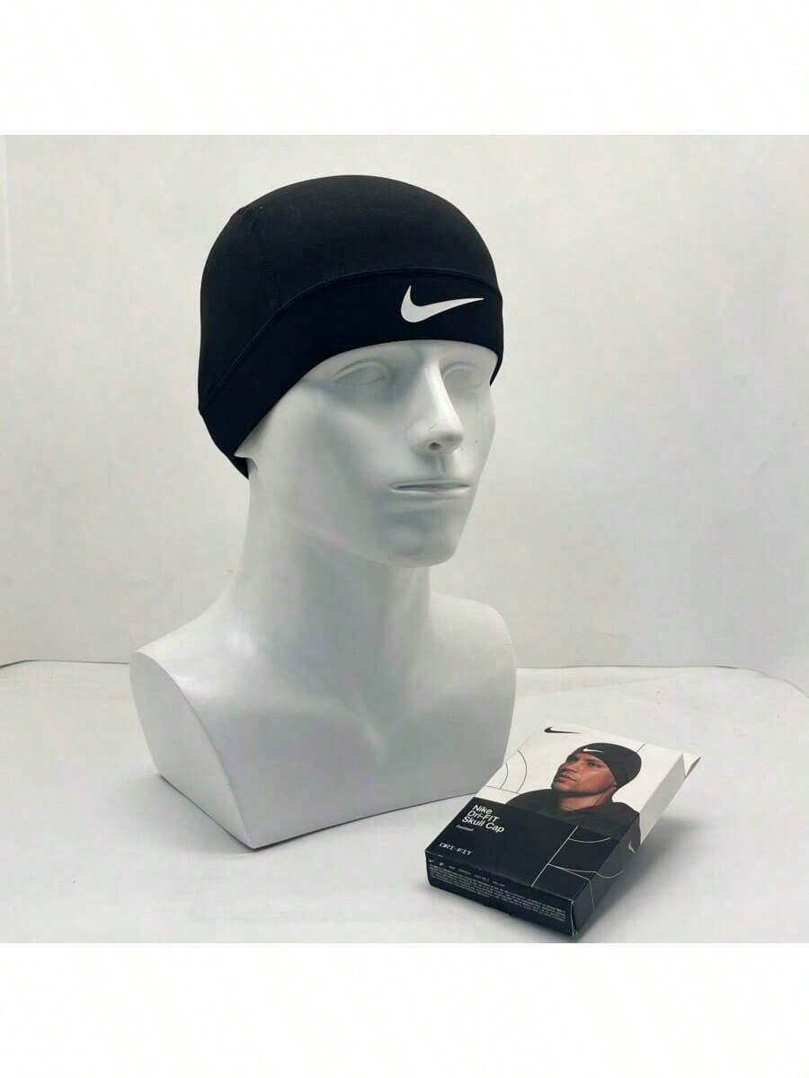 NIKE Winter Windproof Cycling Cap With Sun Protection | Unisex Sports Skull Cap With Hook & Loop Closure, Sweat-Absorbing Helmet Liner, Melon Shape Design For Men & Women | Ideal For Bicycle Riding, Running, Hiking, Outdoor Training & Daily Use - 黑與白 - 查看 1