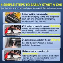 HUASHIJIE Portable Large-Capacity 12V 8000A Smart Emergency Car Jump Starter With Air Compressor, 28100mAh Multifunctional Emergency Flashlight, Power Bank, And Emergency Air Pump. Suitable For All Gasoline Vehicles And All Types Of Engines. Equipped With Electrical Connectors, Digital Display, Digital Tire Inflator, And USB And Type-C Fast Charging. - Portable Smart-Multi-Function - 查看 7