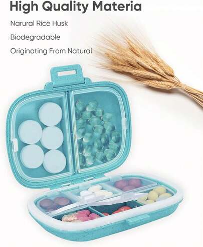 1pc 8-Compartment Pill Case, Portable Sealed Medicine Box, Mini Portable Pills Organizer Case, Waterproof And Moisture-Proof Travel Medicine Storage Box Small Pill Box With Separate Layers, Pocket Pill Box, Dispenser For Purse Vitamin Fish Oil Compartments Container Medicine Box, Medicine Organizer, Suitable For Outdoor Camping, Hiking, Fishing, Moisture-Proof, Mountaineering, And Travel