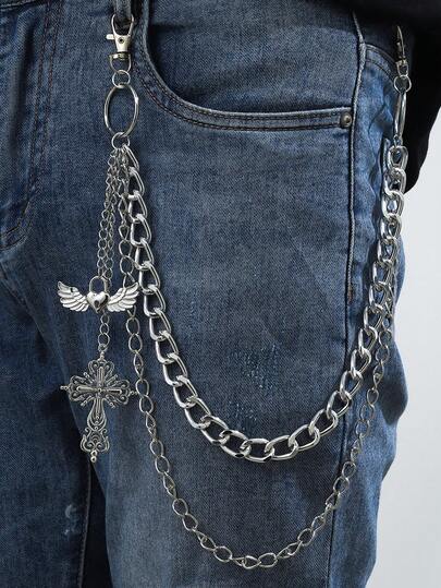 1 chiếc dây đeo eo nam phong cách Gothic với họa tiết cánh tim, đầu lâu và thánh giá, phù hợp cho đeo hàng ngày, phong cách đường phố, tiệc tùng, quà tặng ngày lễ.