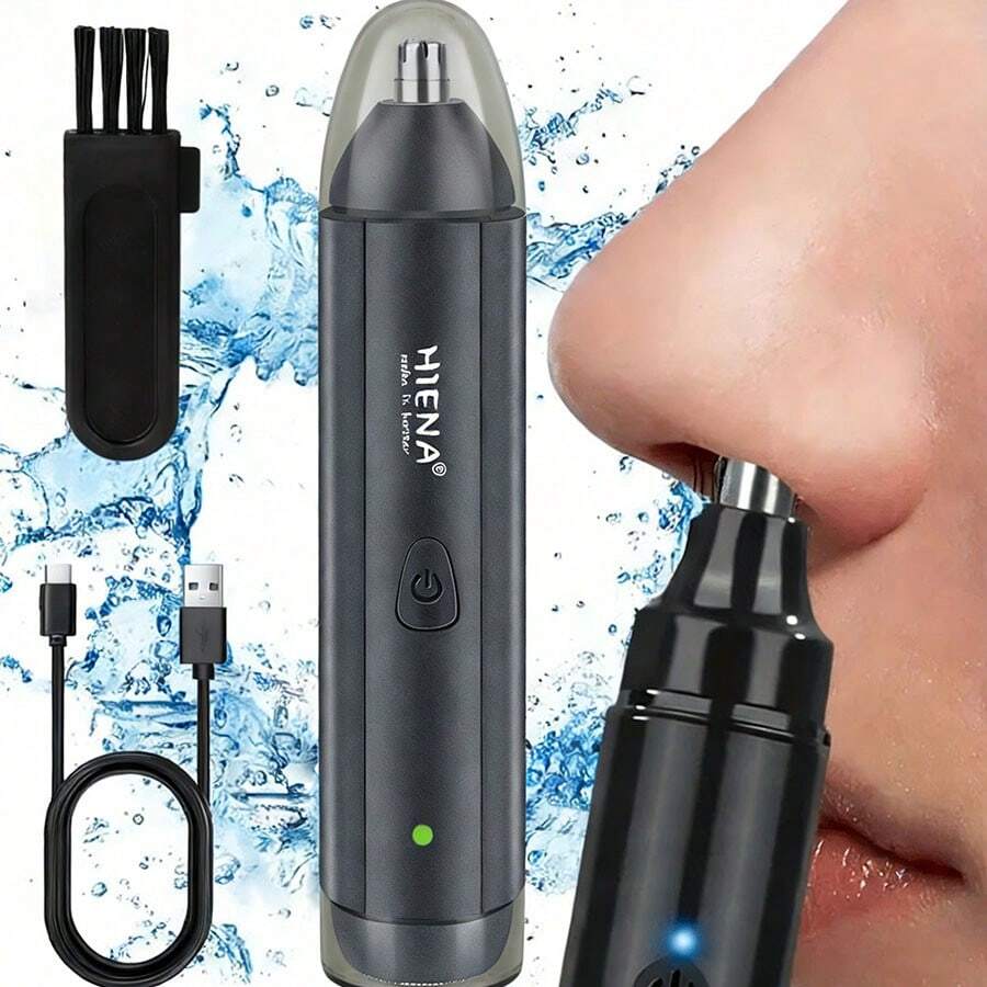Recortador eléctrico de vello nasal para hombre, recargable por USB y con batería de larga duración. Compacto y portátil, con cabezal desmontable y lavable. Recortador indoloro de cejas, rostro y nariz, el regalo perfecto para el Día del Padre. - Negro - Ver 1
