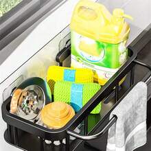 1件装不锈钢厨房壁挂式调料架，带水槽海绵晾干篮和抹布晾干架 - 厨房收纳架 - 彩色 - 查看 3