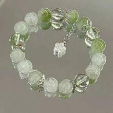Freesia And Lemon Floral Bracelet, Super Fairy And Skin-Whitening Green Floral Beaded Bracelet, Best Friend And Student Jewelry - 薄荷綠 - 查看 9