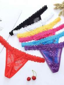 Customized Crystal Letter Sexy Lace Personalized Name Thong Panties, Bikini Tanga Lingerie T-Back Gift For Girlfriend, Wife, Valentine's Day, Christmas, Halloween, Thanksgiving, Birthday. Sequine Colorful Custom,Personalized,Unique,Customized Personalized Gifts For Men/Women,Lingerie,Panties,Underwear,Thongs Ideal Gifts For Her Girlfriend Living Room,Bedroom,For Anniversaries,For Birthdays,For Holiday - 白色 - 查看 6