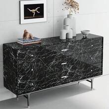 1 Cuộn Giấy Dán Tường Nhà Bếp Tự Dính Chống Dầu Mờ, Vân Đá Đen - Chống thấm nước, Ghép thẳng hàng, Họa tiết hình khối và sọc, Thích hợp cho mặt bàn, tủ bếp và tường trong nhà bếp và phòng tắm. - màu đen - Xem 7