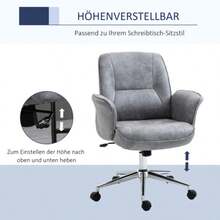 XXL Office Chair, Ergonomic And Padded, Height Adjustable With Tilt Function, Supports Up To 120 Kg, Light Grey - Grey - View 4