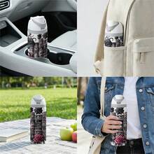 [Local Warehouse] 1 Pc 24oz Insulated Stainless Steel Water Bottle, Vintage Stack Of Books Art With Thorny Roses, Emo Dark Academia Style For Readers, Artistic Floral Graphic Drinkware For Women, Unique Valentines Day Gifts. - 1PC - 查看 10